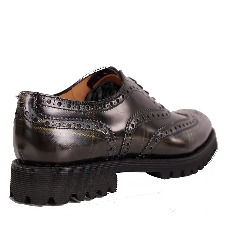 39.5 NEW $925 CHURCH'S Woman's Gray Green POLISHED TARTEN PLAID Leather OXFORDS