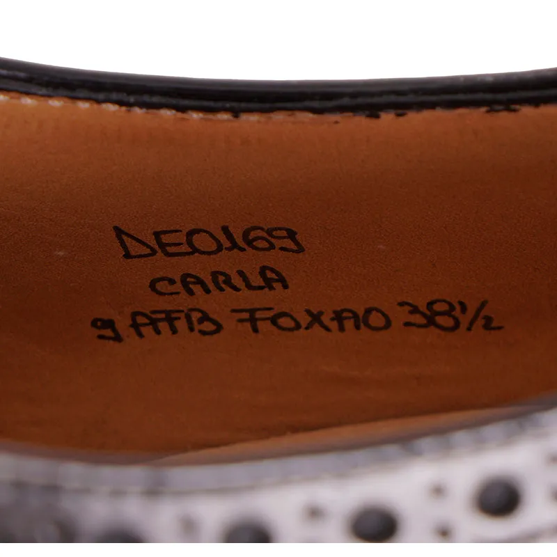 39.5 NEW $925 CHURCH'S Woman's Gray Green POLISHED TARTEN PLAID Leather OXFORDS