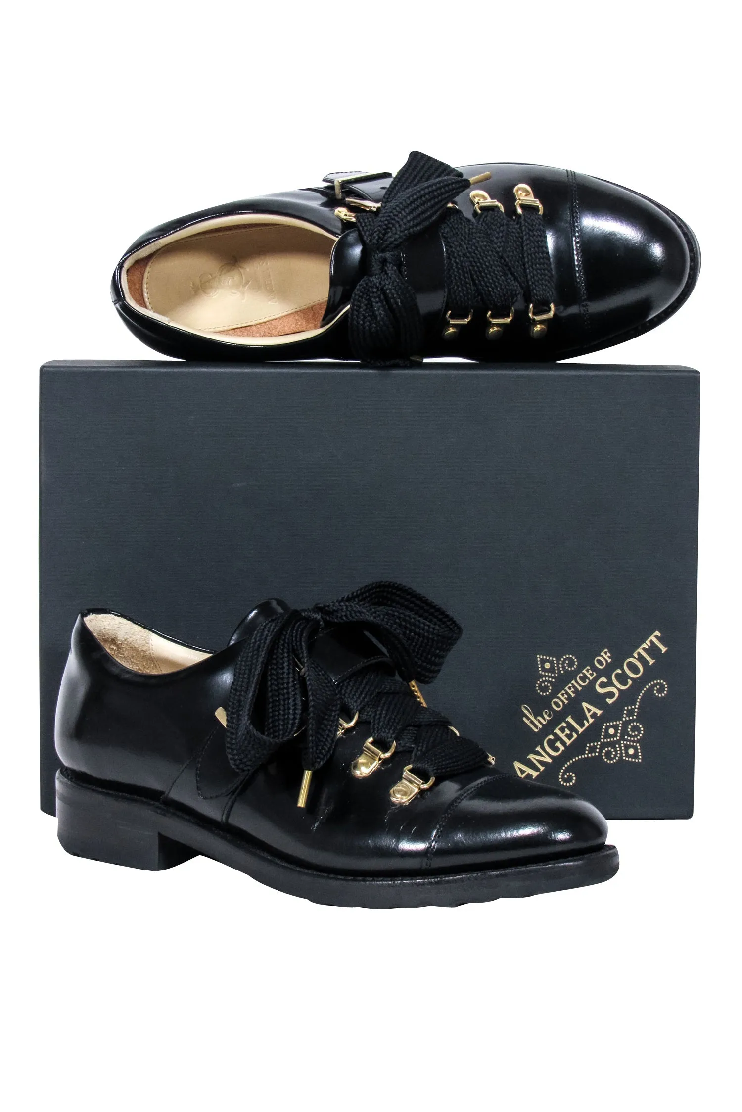 Angela Scott - Black Leather "Mr. Logan" Oxfords Sz 9