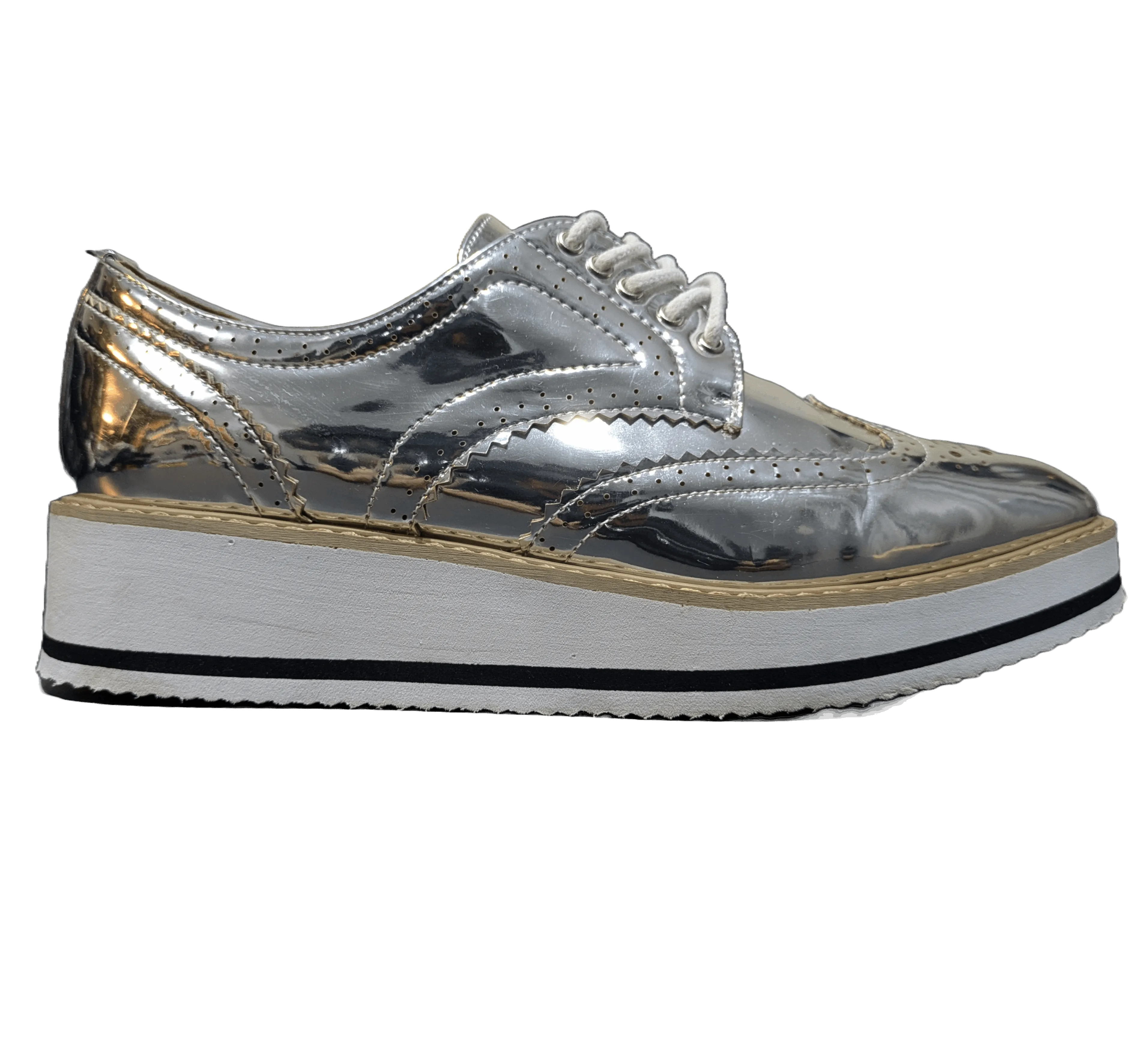 Atmosphere Silver Patent Leather Brogue Oxford Size UK 5 / EU 38 / US 7