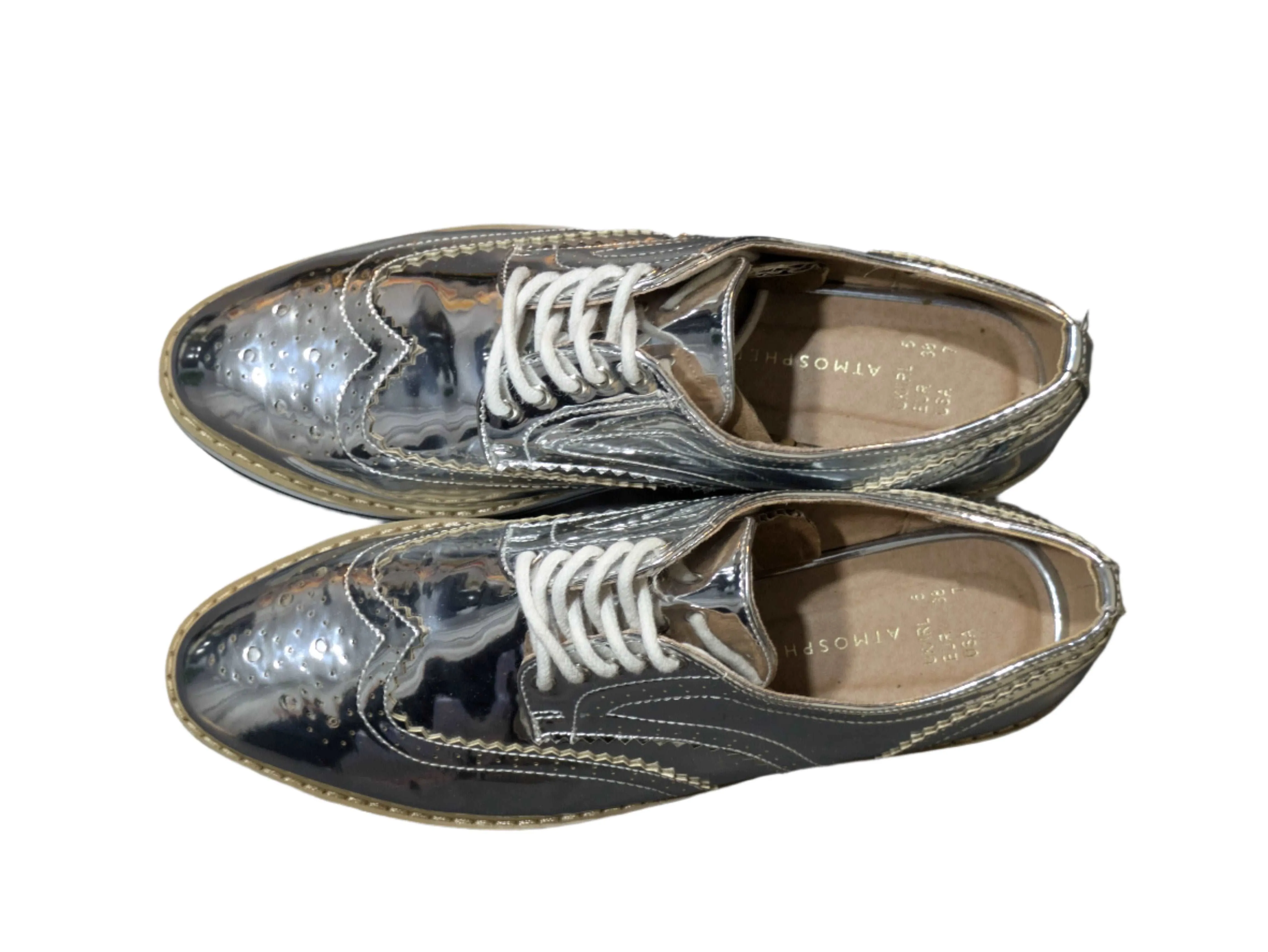 Atmosphere Silver Patent Leather Brogue Oxford Size UK 5 / EU 38 / US 7