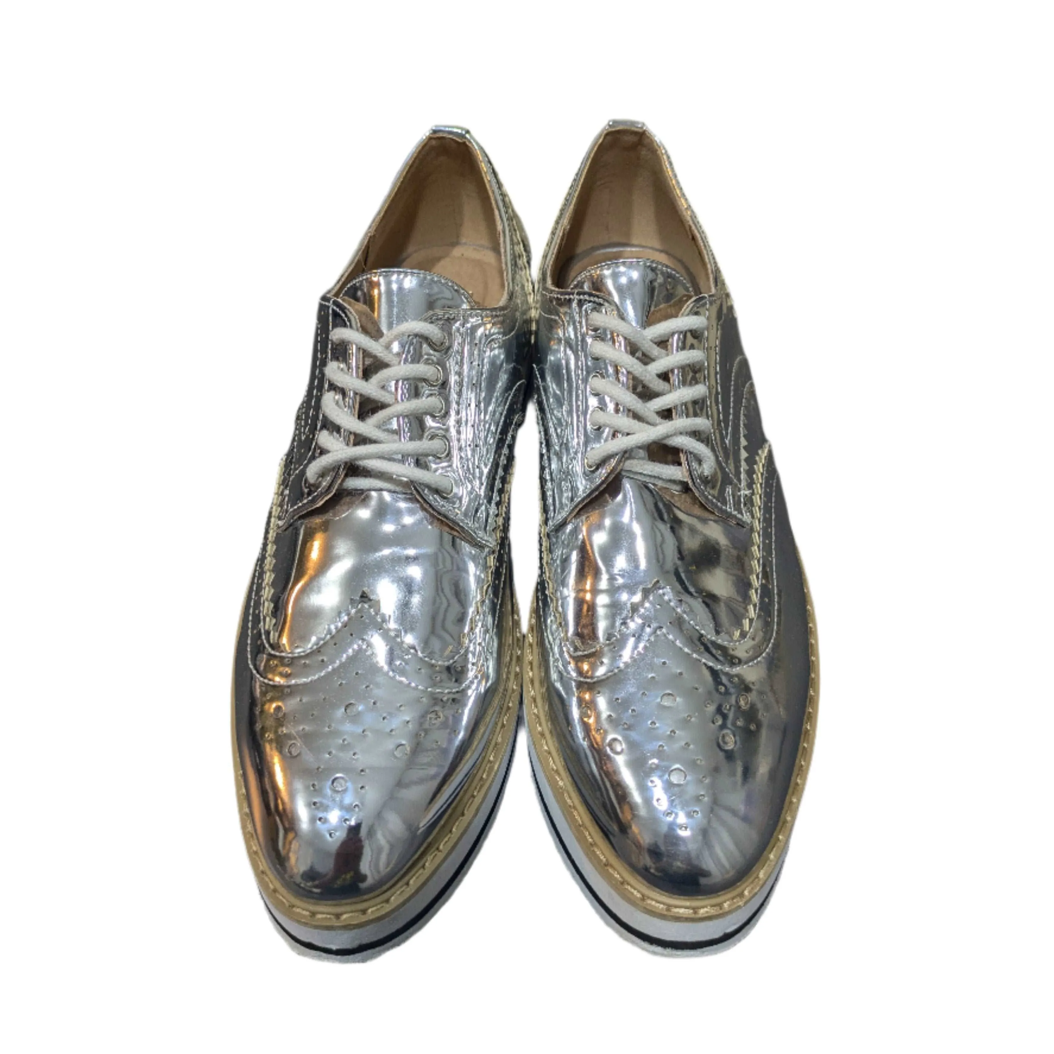 Atmosphere Silver Patent Leather Brogue Oxford Size UK 5 / EU 38 / US 7