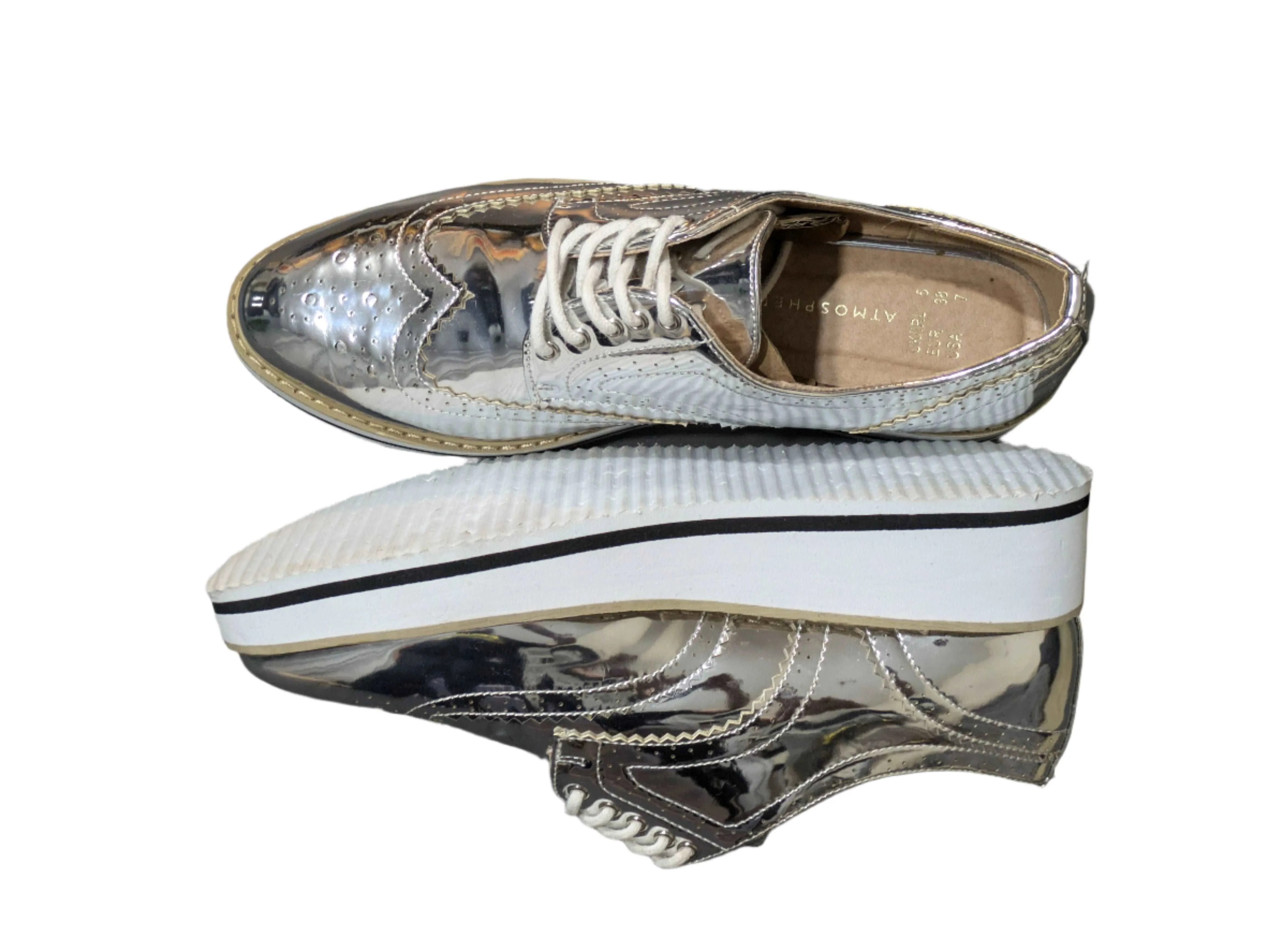 Atmosphere Silver Patent Leather Brogue Oxford Size UK 5 / EU 38 / US 7