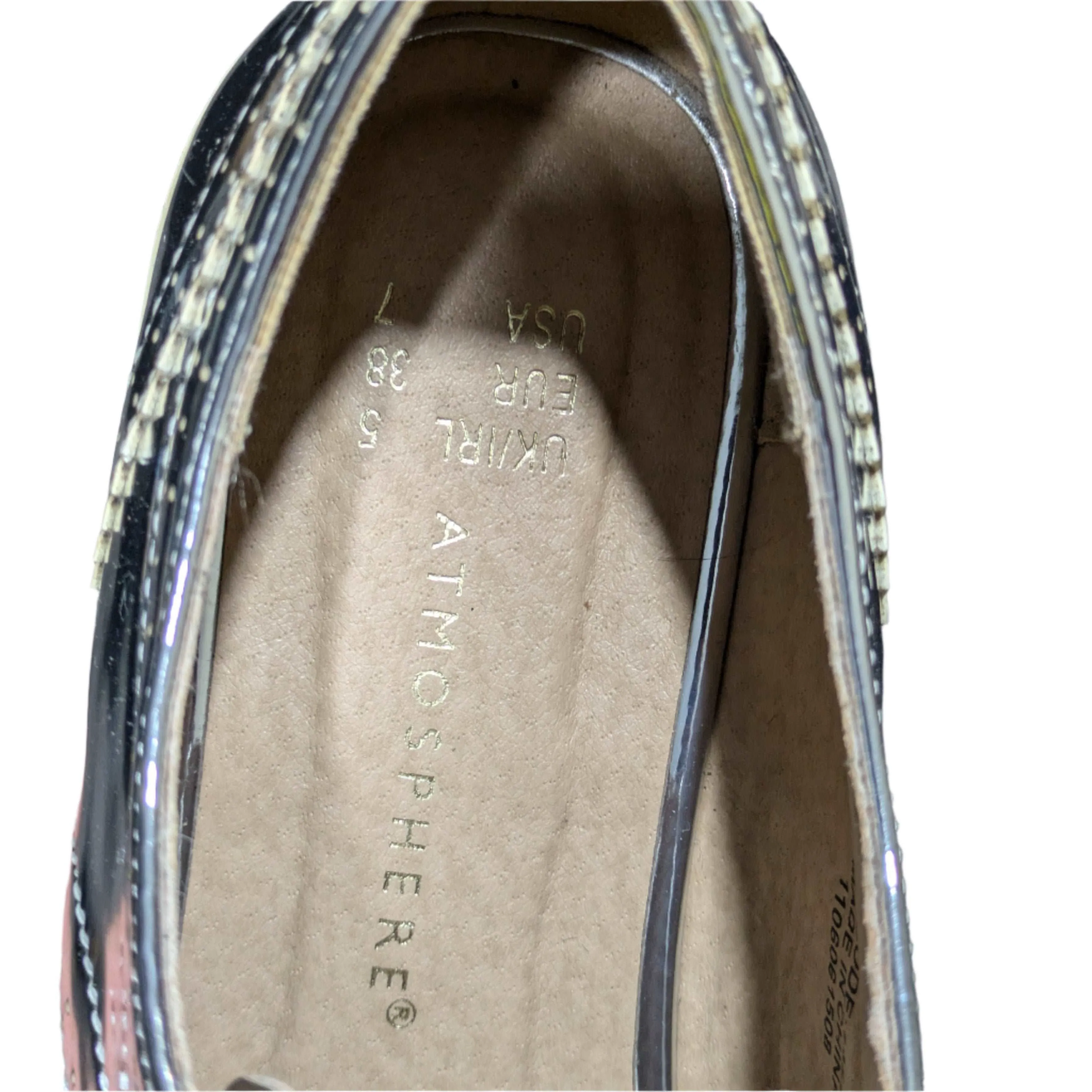 Atmosphere Silver Patent Leather Brogue Oxford Size UK 5 / EU 38 / US 7