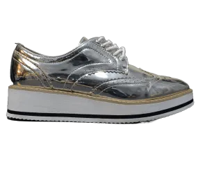 Atmosphere Silver Patent Leather Brogue Oxford Size UK 5 / EU 38 / US 7