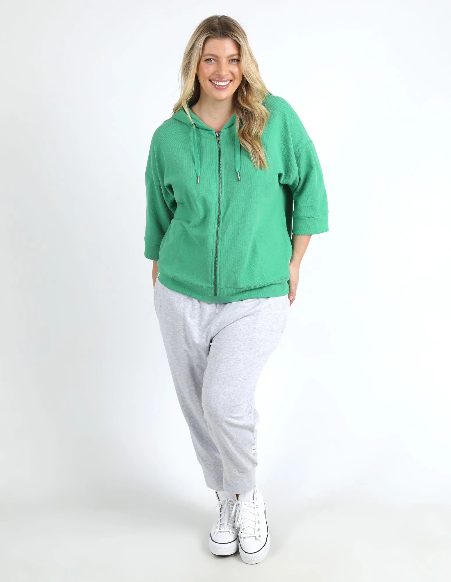 Beachy Zip Hoody - Green Briar