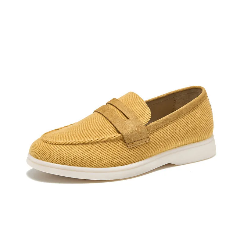 BeauToday Handmade Corduroy Walking Penny Loafers Slip On Flat for Women