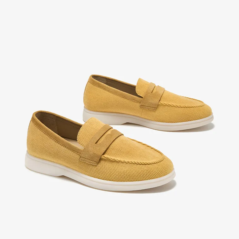 BeauToday Handmade Corduroy Walking Penny Loafers Slip On Flat for Women