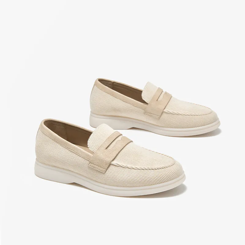 BeauToday Handmade Corduroy Walking Penny Loafers Slip On Flat for Women