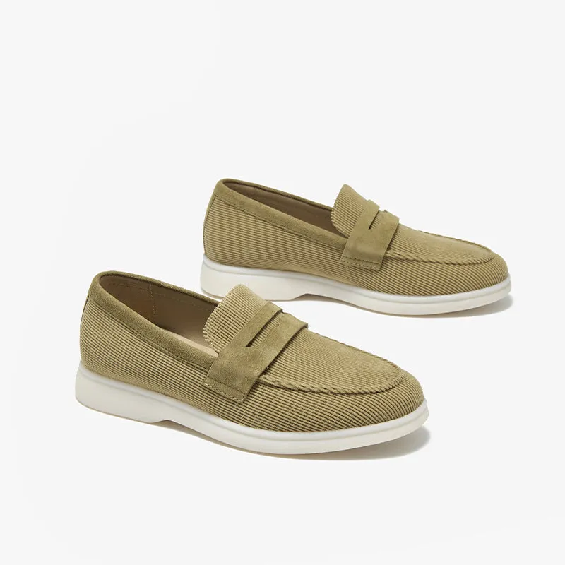 BeauToday Handmade Corduroy Walking Penny Loafers Slip On Flat for Women