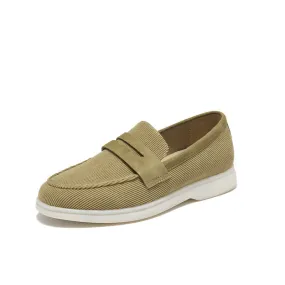 BeauToday Handmade Corduroy Walking Penny Loafers Slip On Flat for Women