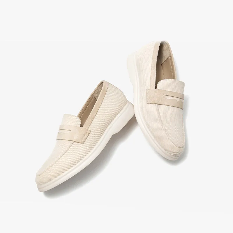 BeauToday Handmade Corduroy Walking Penny Loafers Slip On Flat for Women