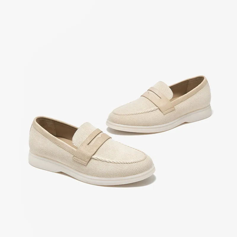 BeauToday Handmade Corduroy Walking Penny Loafers Slip On Flat for Women