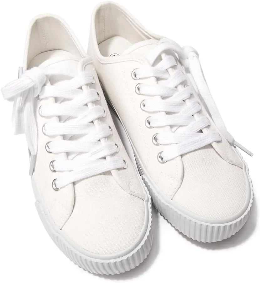 BENEKER Women's Fashion Sneakers Low Top Lace Up Canvas Sneakers Comfort Tennis Shoes Casual Walking Shoes