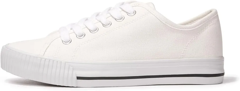 BENEKER Women's Fashion Sneakers Low Top Lace Up Canvas Sneakers Comfort Tennis Shoes Casual Walking Shoes