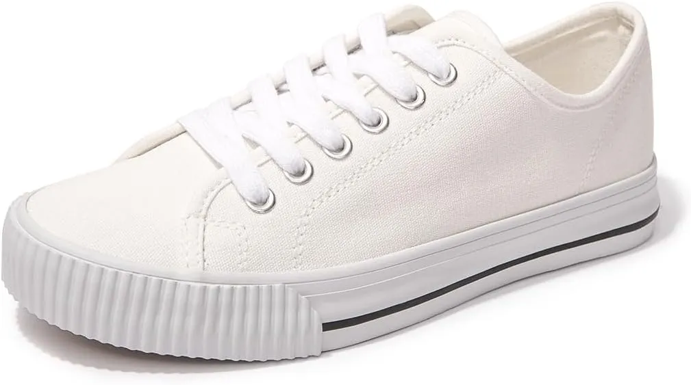 BENEKER Women's Fashion Sneakers Low Top Lace Up Canvas Sneakers Comfort Tennis Shoes Casual Walking Shoes