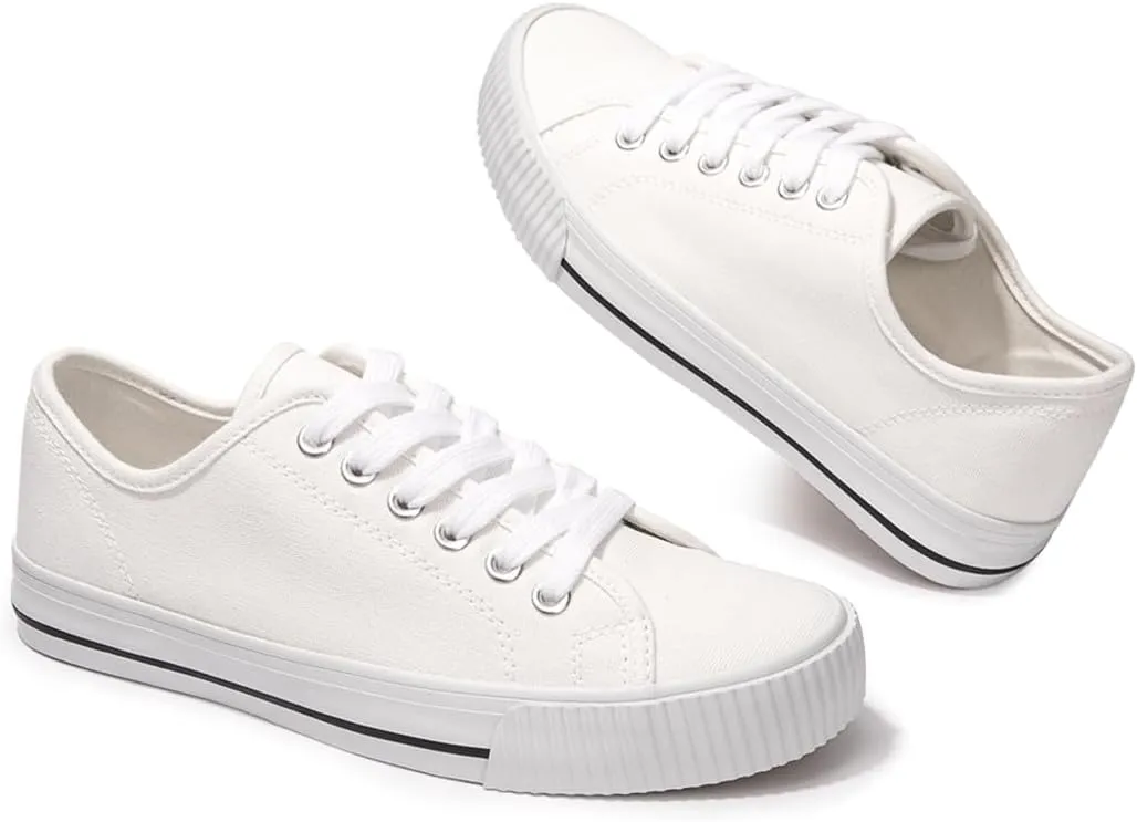 BENEKER Women's Fashion Sneakers Low Top Lace Up Canvas Sneakers Comfort Tennis Shoes Casual Walking Shoes