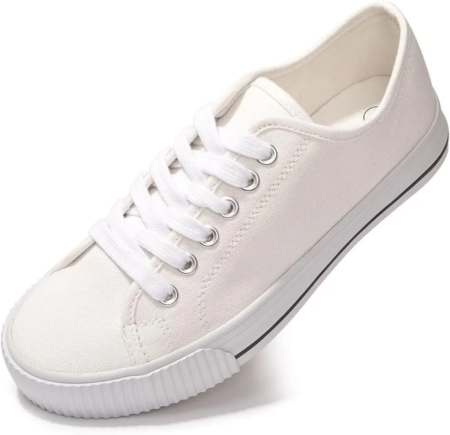 BENEKER Women's Fashion Sneakers Low Top Lace Up Canvas Sneakers Comfort Tennis Shoes Casual Walking Shoes