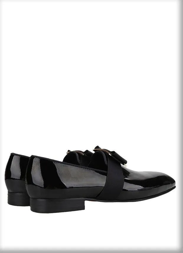 Buckle Bow Patent Leather Loafers - Men Shoes