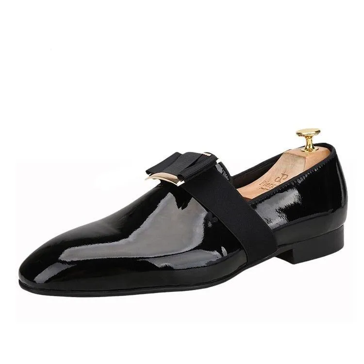 Buckle Bow Patent Leather Loafers - Men Shoes