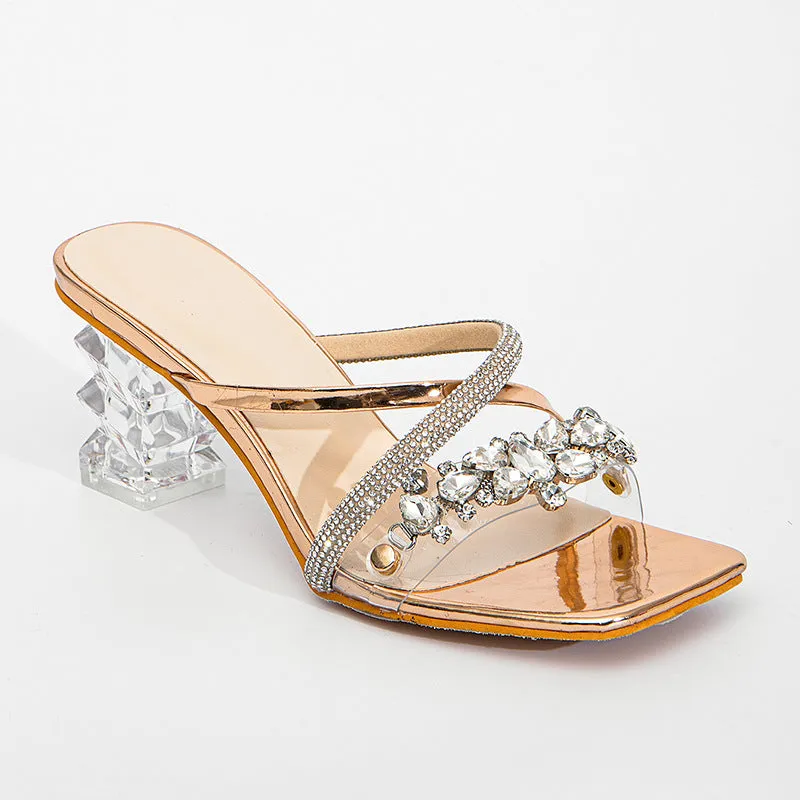 Casual Patchwork Rhinestone Square Out Door Wedges Shoes (Heel Height 3.15in)
