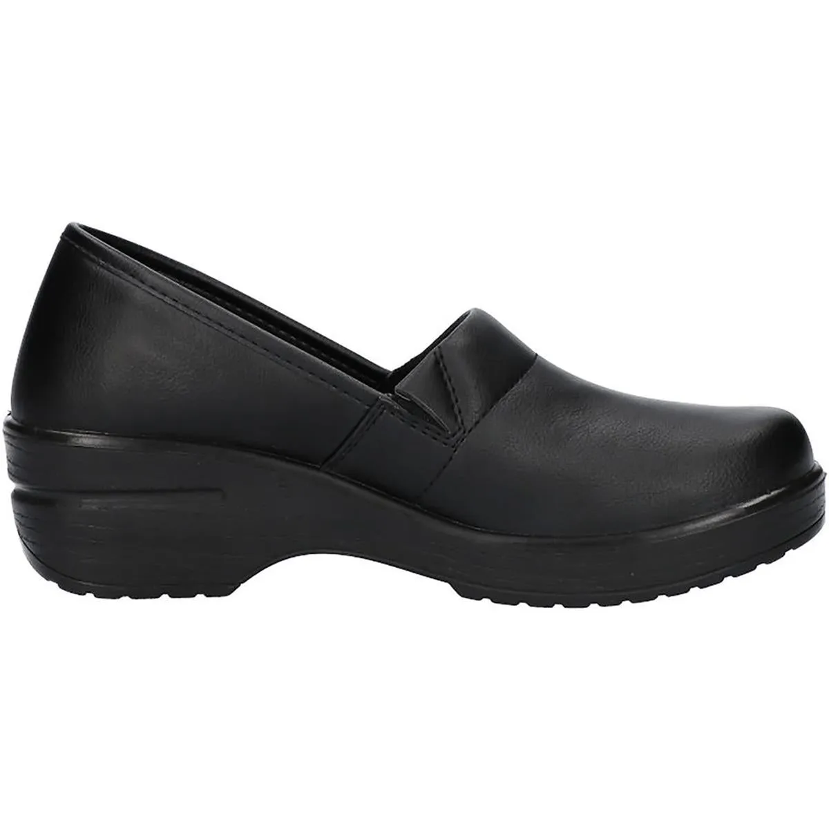 Easy Works by Easy Street Womens Laurie Faux Leather Slip On Clogs