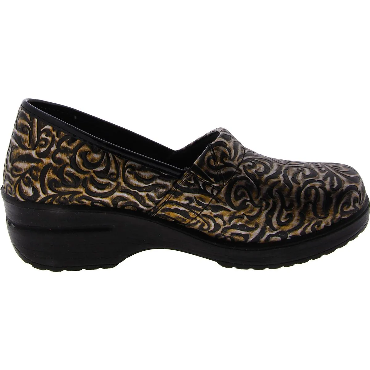 Easy Works by Easy Street Womens Laurie Faux Leather Slip On Clogs