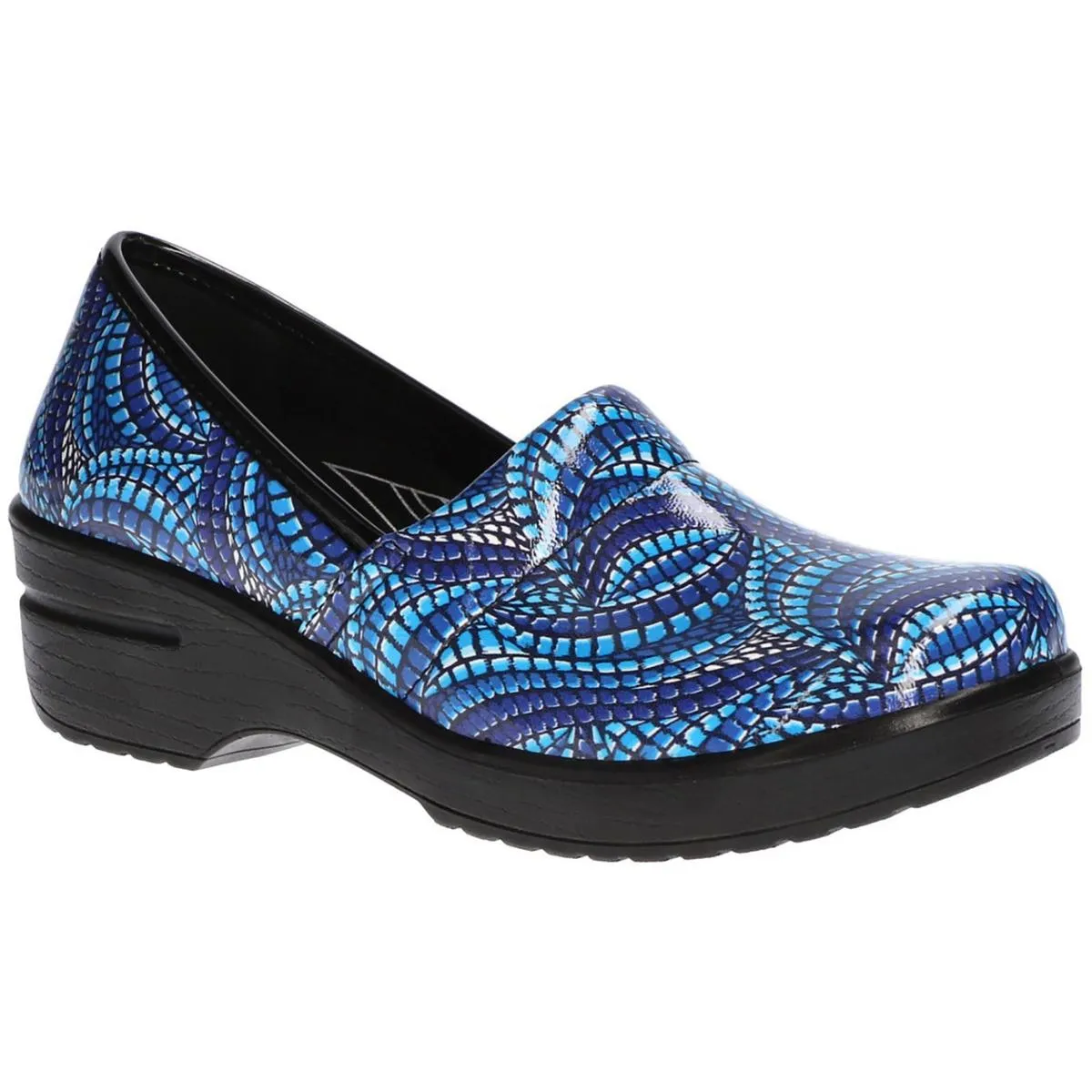 Easy Works by Easy Street Womens Laurie Faux Leather Slip On Clogs