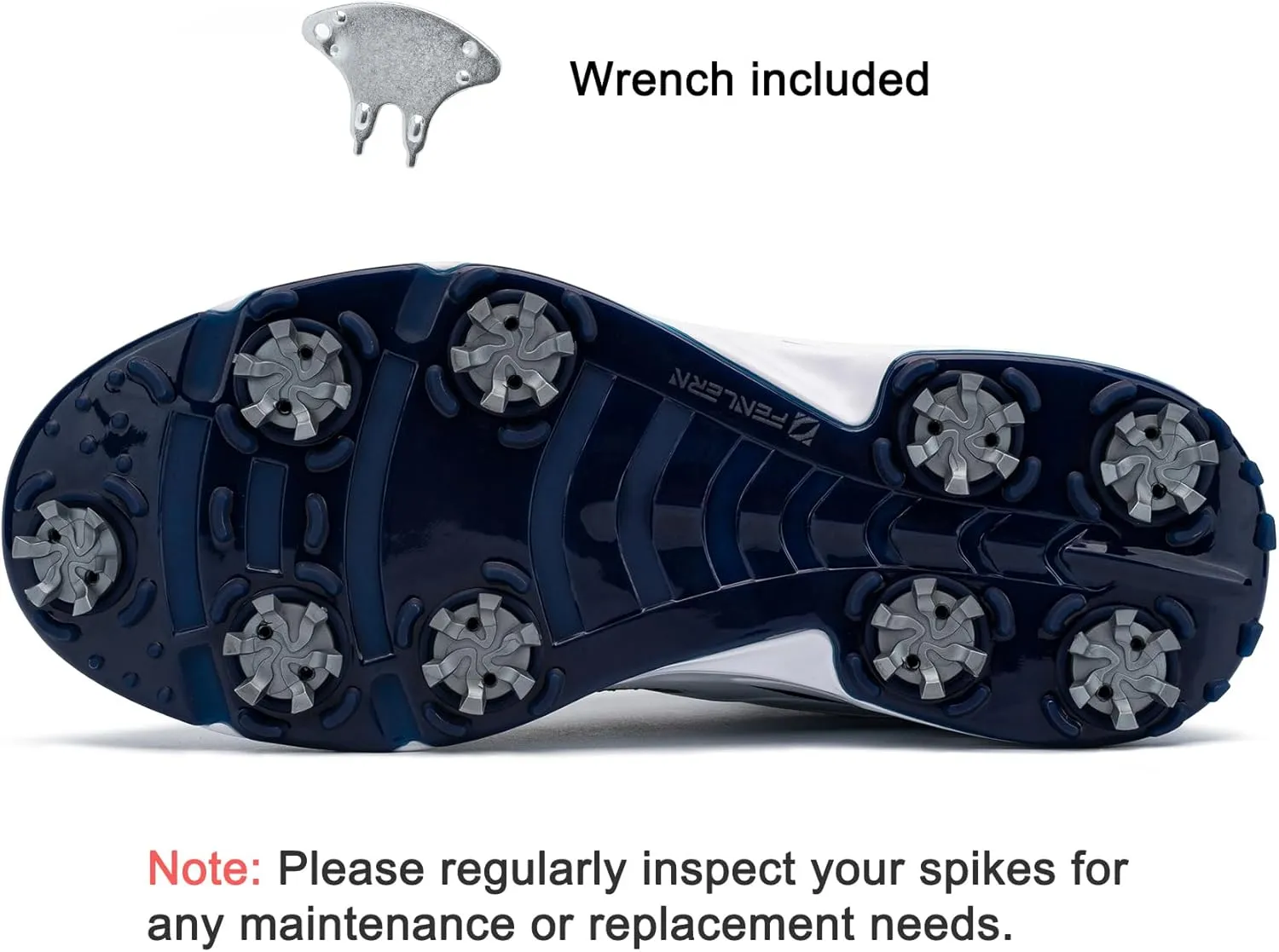 FENLERN Golf Shoes Men, Spiked, Waterproof Leather Upper, Cushioning F006