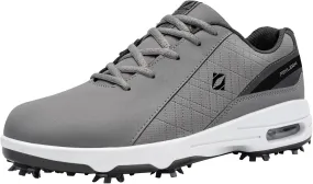 FENLERN Golf Shoes Men, Spiked, Waterproof Leather Upper, Cushioning F006