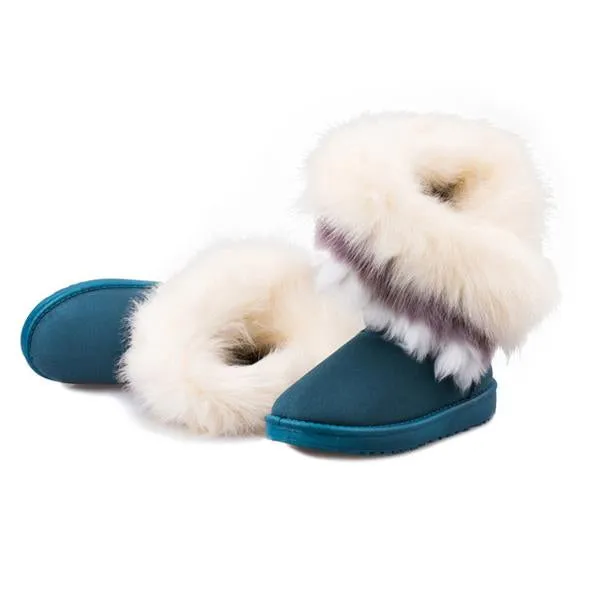 Fluffy boots for winter fur warm fashion ankle snow boots