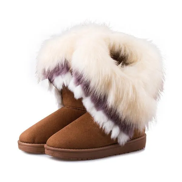 Fluffy boots for winter fur warm fashion ankle snow boots