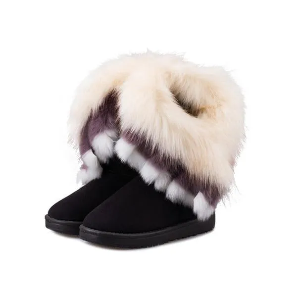 Fluffy boots for winter fur warm fashion ankle snow boots