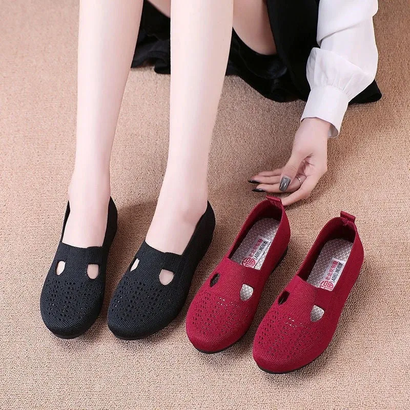 Granny's flyknit loafers Knitted marry jane shoes spring summer comfort shoes
