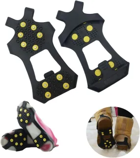 Ice Cleats Snow Traction Cleats Crampons for Shoe and Boots Non-Slip Overshoe for Walking on Snow and Ice Rubber Walking Cleats Anti Slip Crampons