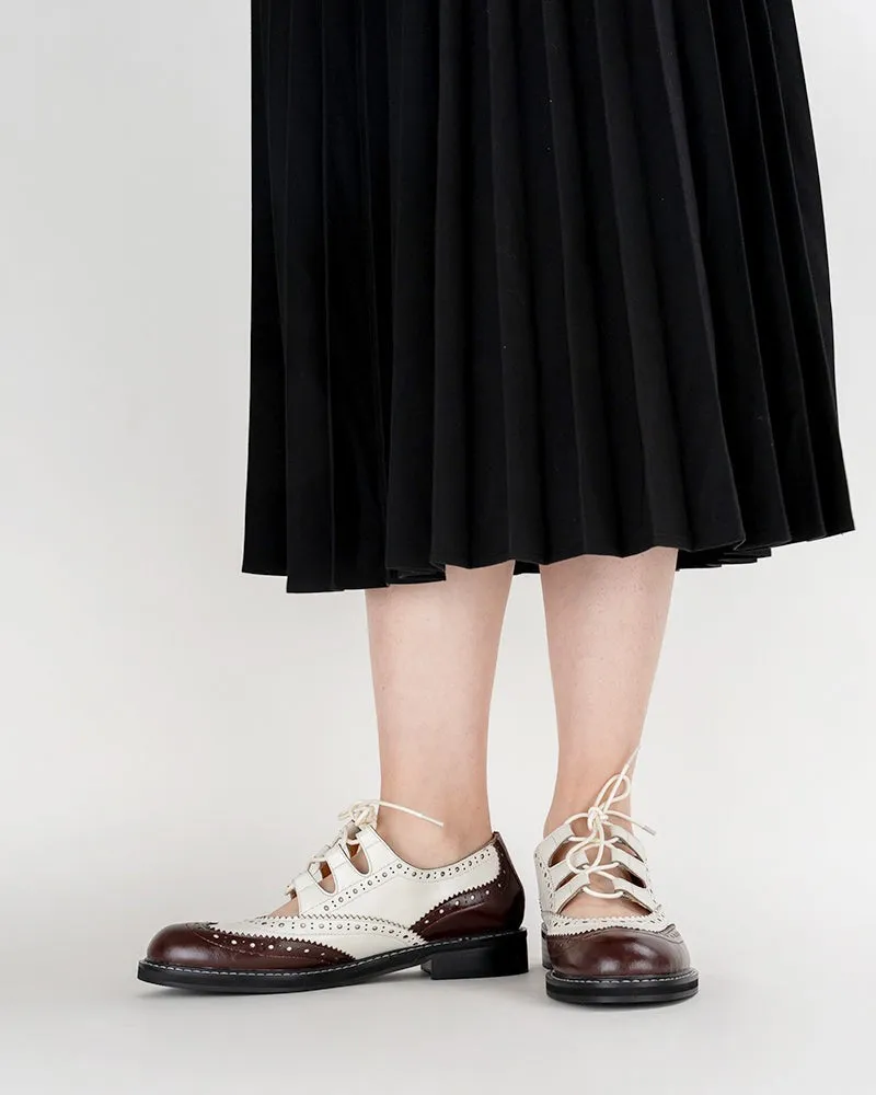 Lace-up Wingtip Perforated Leather Oxfords