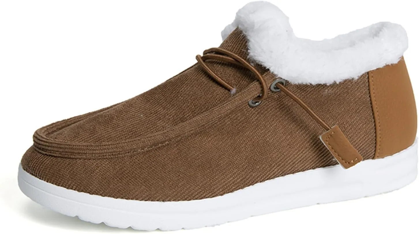 Ladmiple Winter Boots For Women With Fur Lined Snow Boots Warm Ankle Booties Slip On Outdoor Comfortable Walking Shoes