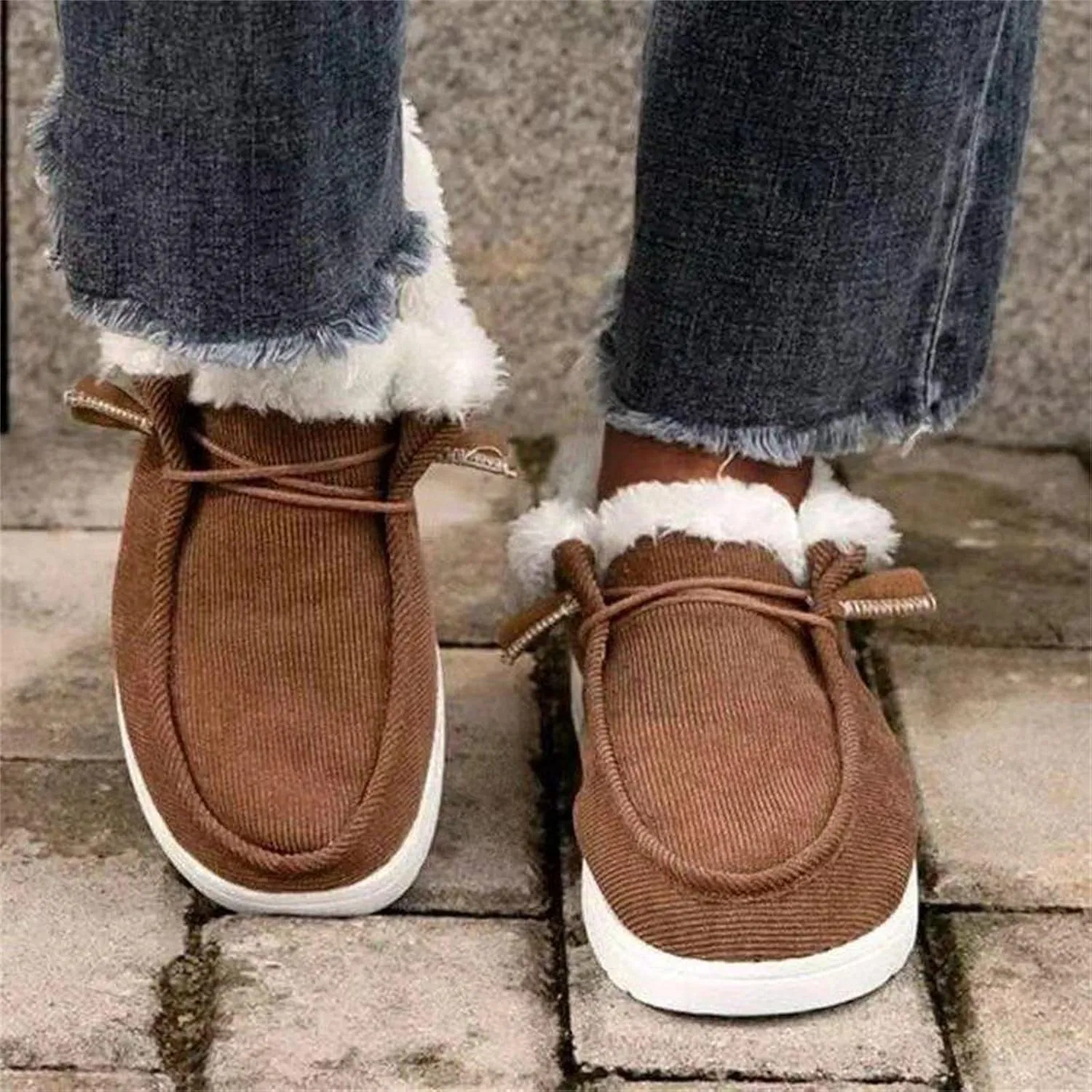 Ladmiple Winter Boots For Women With Fur Lined Snow Boots Warm Ankle Booties Slip On Outdoor Comfortable Walking Shoes