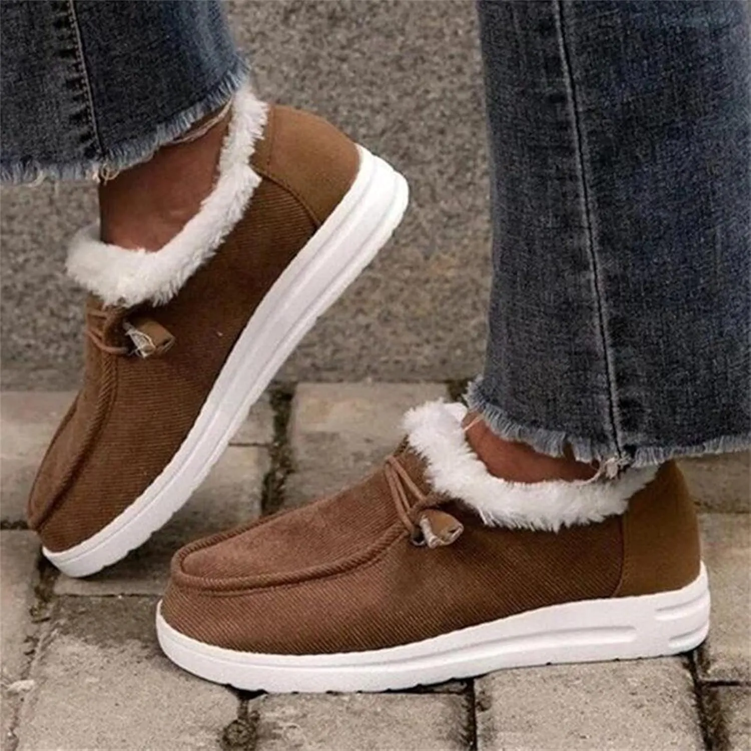 Ladmiple Winter Boots For Women With Fur Lined Snow Boots Warm Ankle Booties Slip On Outdoor Comfortable Walking Shoes