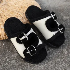 Lamb Wool Fleece-lined Warm Slippers