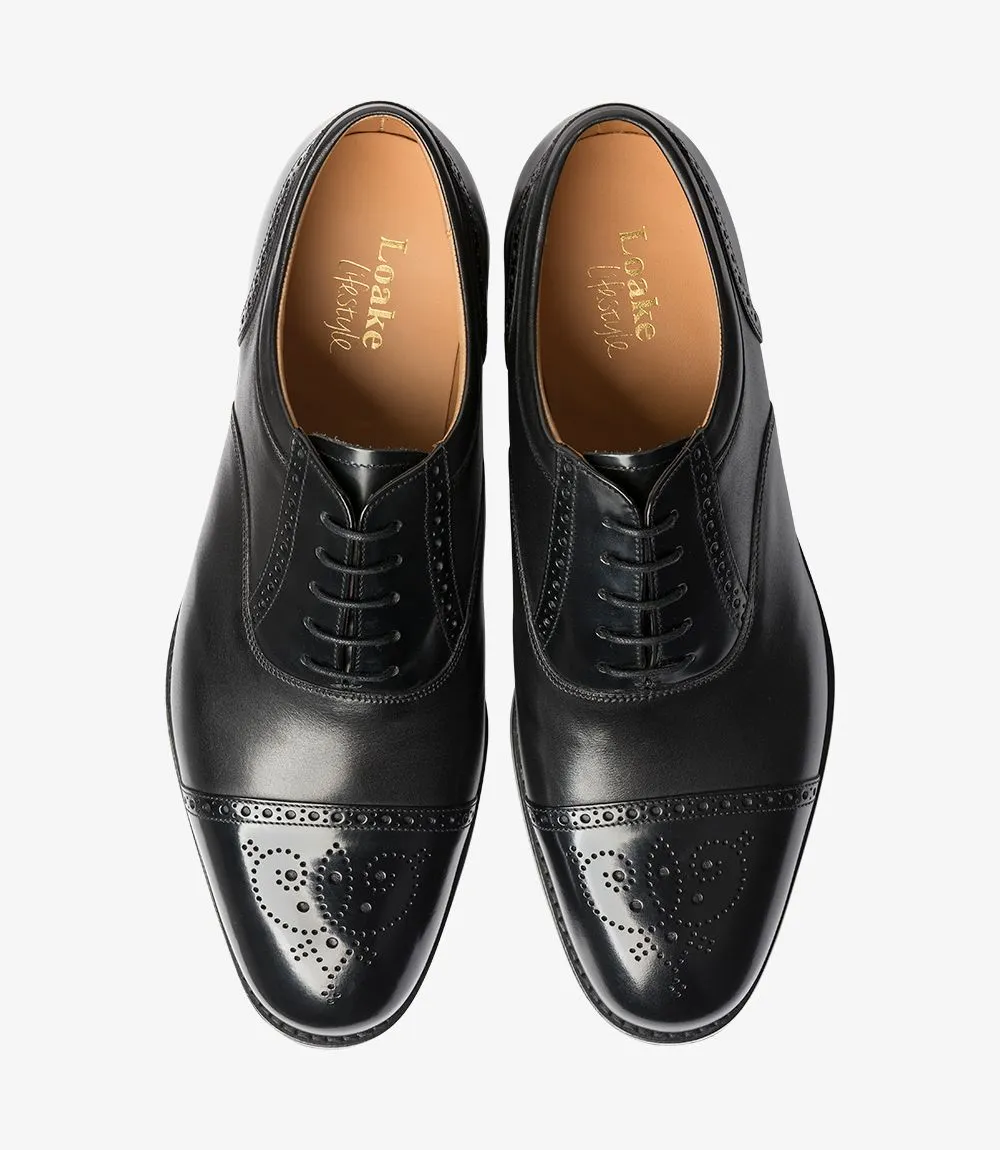 Loake Men's Woodstock Leather Two Tone Oxford Shoes Black