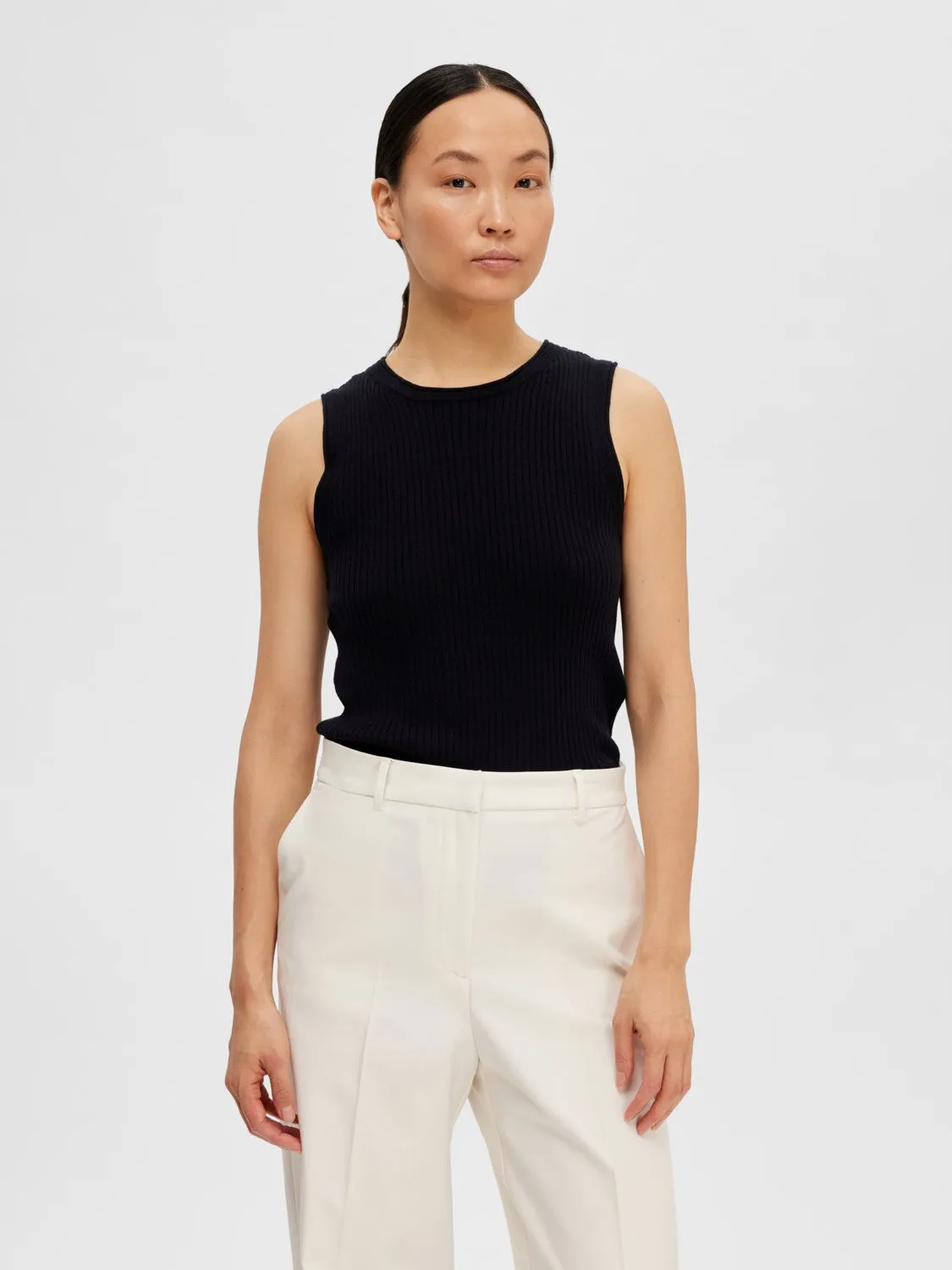 Lydia Sl O-Neck Knit Top - Black