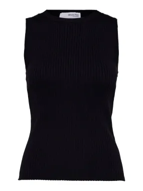 Lydia Sl O-Neck Knit Top - Black