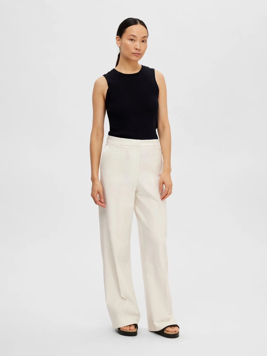 Lydia Sl O-Neck Knit Top - Black