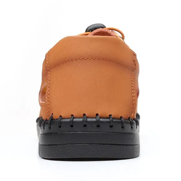 Men's hollow breathable closed toe water sandals elastic front lace sandals