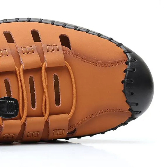 Men's hollow breathable closed toe water sandals elastic front lace sandals