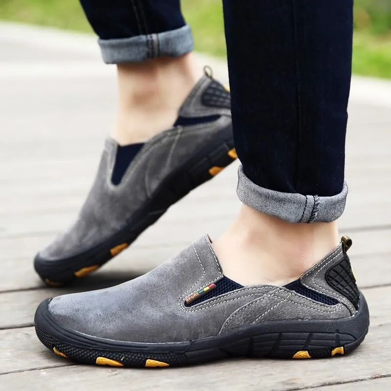 Men's Solid Colour Vintage Slip On Penny Loafer Shoes Comfort Non-Slip Lug Sole Slip-On Dress Shoes
