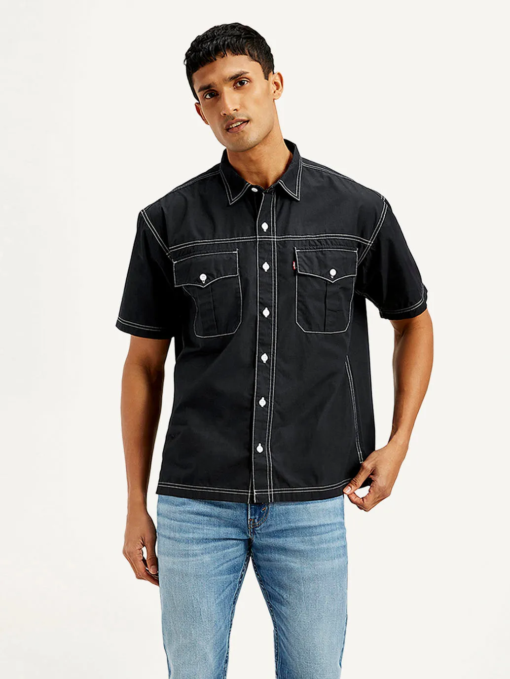 Men's Solid Relaxed Fit Utility Shirt
