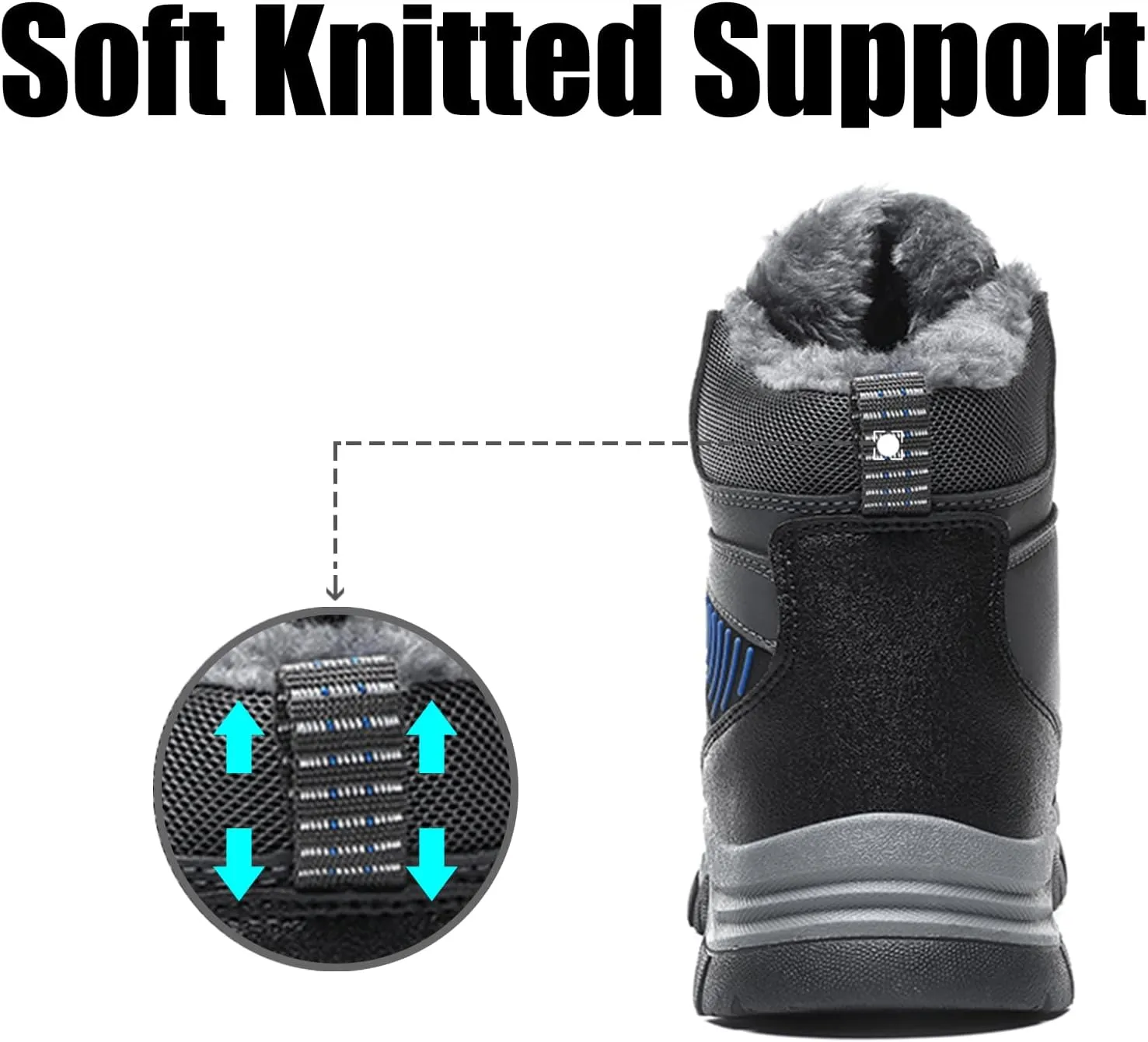 Men's Winter Snow Boots Anti-Slip Water-Proof Warm Lightweight Fur-Lined Outdoor Comfort Insulated Ankle Lace-Up Wear-Resistant Cold Hiking Classic Booties