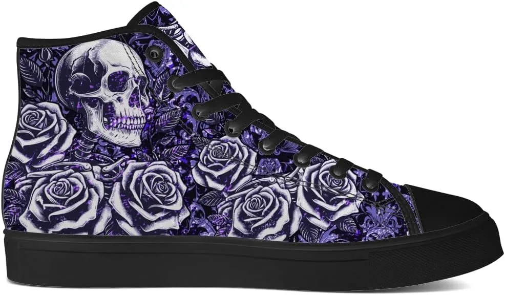 Men's Women's Skull High Top Sneakers Canvas Shoes Floral Skull Shoes Gifts for Boyfriend Girlfriend